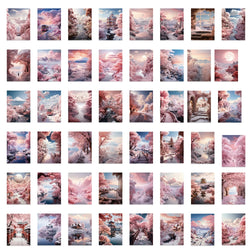50PCS INS Landscape Pink Painting Stickers Vsco Vinyl Aesthetic Stickers for Water Bottles Waterproof Sticker for Kids Girl (Online Order Only)