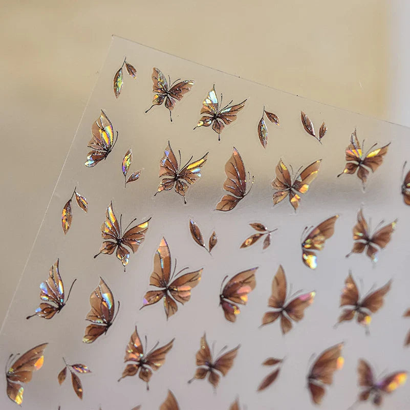 Dreamy Charming Shiny Beautiful Black White Butterfly Flower Love Heart Bowknot 5D Self Adhesive Nail Art Sticker Manicure Decal (ONLINE ORDER ONLY)