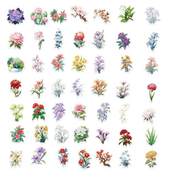 50pcs Plant Flower Stickers Aesthetic Ins Decals Kids Toy DIY Notebook Bike Phone Luggage Car Waterproof Decoration Sticker (Online Order Only)