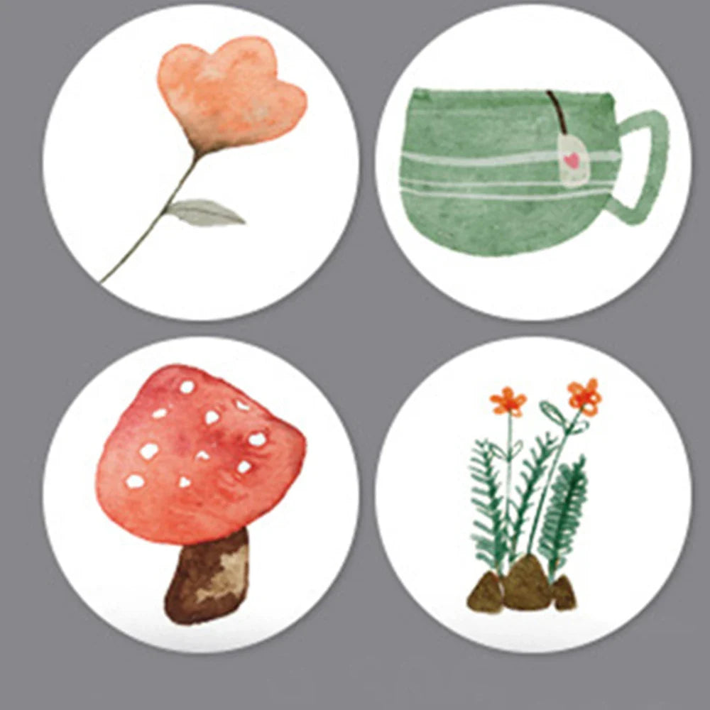 100-500pcs Round Cartoon Sticker 1Inch Thank You Stickers for Gift Cards Envelope Paper Scrapbook Sealing Label (ONLINE ORDER ONLY)