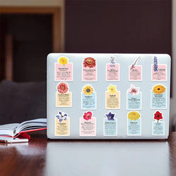 50pcs Ins Style Flower Language Stickers For Skateboard Notebook Laptop Phone Bike Wall Sticker Toys Aesthetic DIY Decoration (ONLINE ORDER ONLY)