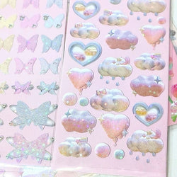 Cute Star Moon Rose Series Laser Stickers Hand Account Idol Card DIY Material Decorative Sticker Personalized Korean Stationery (ONLINE ORDER ONLY)