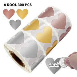 100-300pcs Heart Shape Labels Sticker 3 Colors Scratch Off Stickers DIY Handmade For Game Scratch Sticker Labels Stationer (ONLINE ORDER ONLY)
