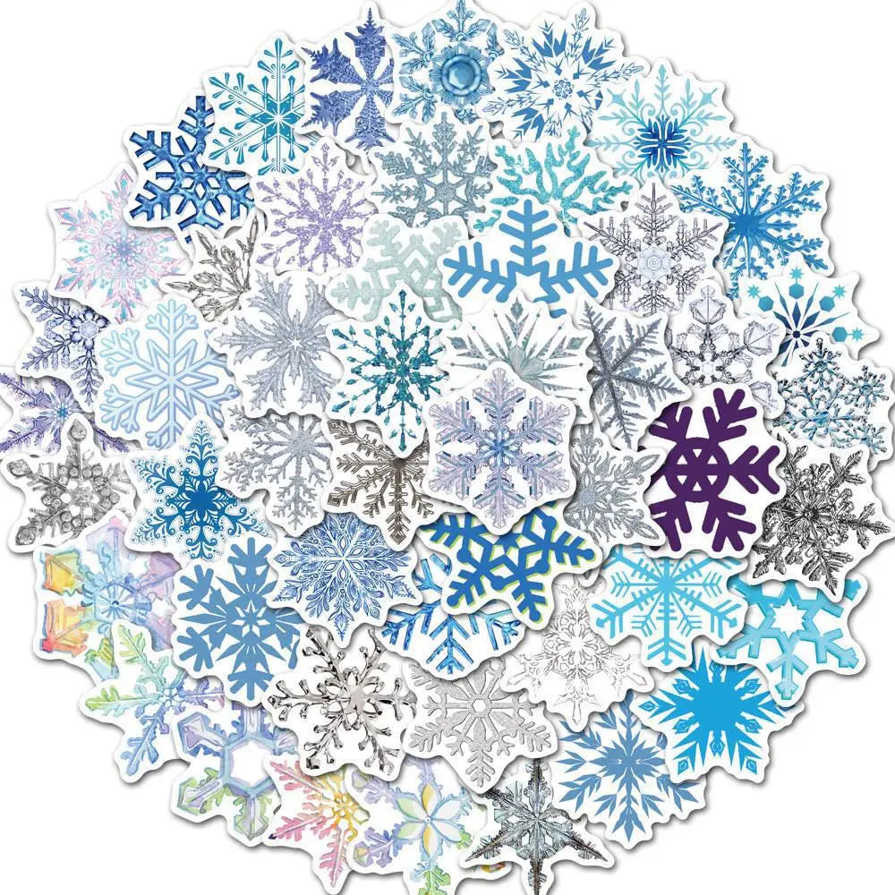 Christmas Snowflake Stickers for Window, Suitcase, Skateboard, Laptop, Luggage, Phone - 10/30/50Pcs (ONLINE ORDER ONLY)