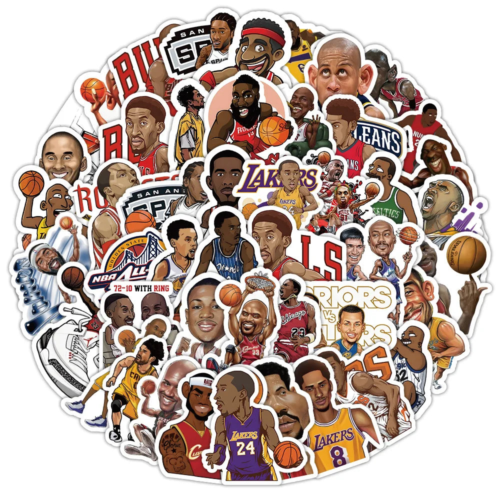 10/30/50PCS New Basketball Star Sticker Cartoon Graffiti iPad Helmet Car Water Cup Guitar DIY Scrapbook Toy Decoration Wholesale (Online Order Only)