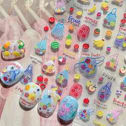 Colorful Swimsuit Bikini Fresh String Bag Vegetables Fruits Summer Beach Underwear Sunscreen Nail Art Stickers Manicure Decals (ONLINE ORDER ONLY)