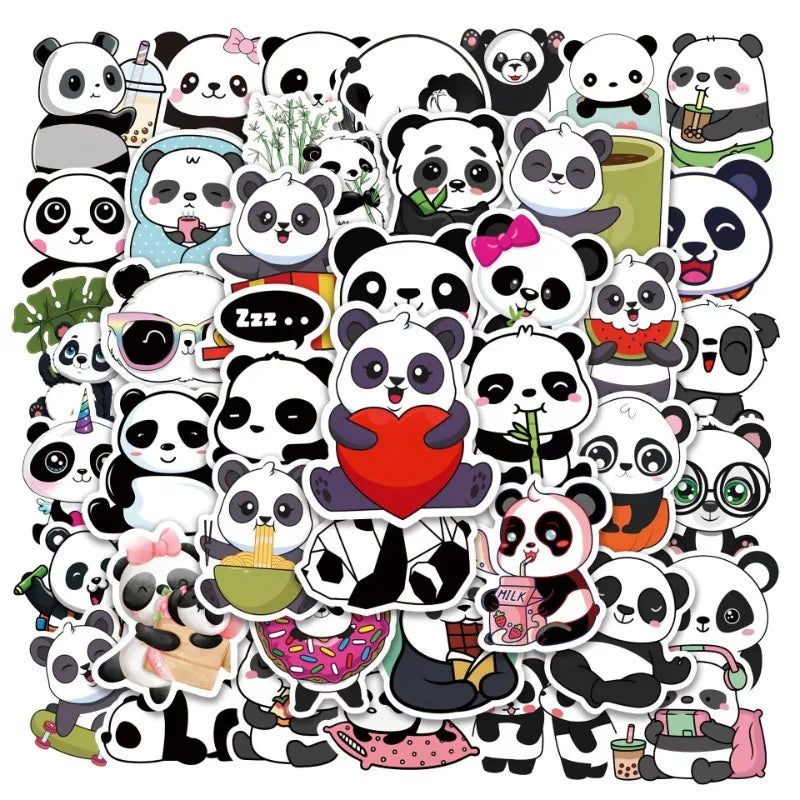 50pcs Panda Graffiti Stickers for Helmet, Desktop, Wall Decoration, DIY Pack Wholesale (Online Order Only)