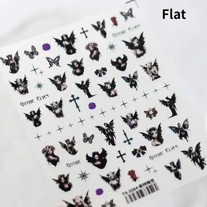 Cat Eye Shiny Blue Purple Spider Cross Love Heart Star Snake Web Jelly Thrilling Nail Art Stickers Manicure Decals Halloween (ONLINE ORDER ONLY)