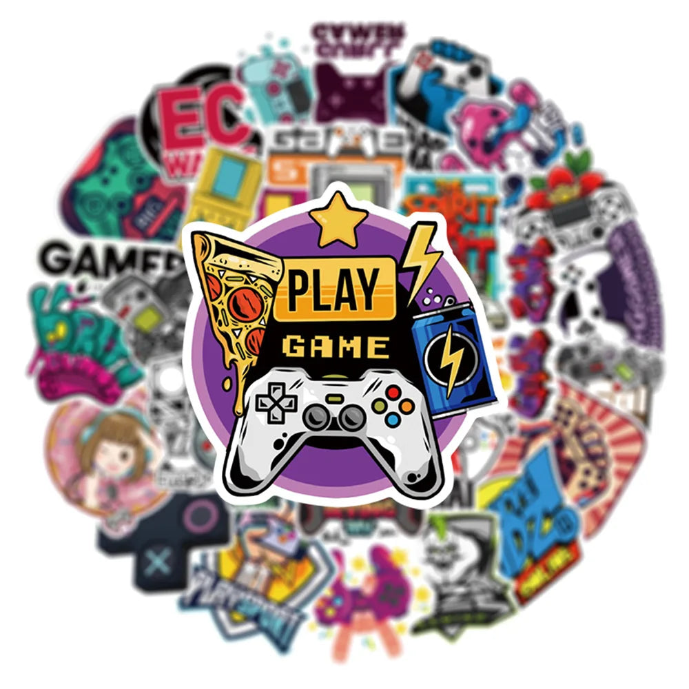 10/30/50pcs Cool Vintage Video Game Stickers Decal Skateboard Laptop Phone Bike Car Funny Waterproof Sticker Kids Classic Toys (ONLINE ORDER ONLY)
