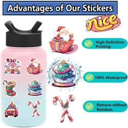 50pcs New Year Merry Christmas Stickers Santa Claus Snowman Children Gift Decal Skateboard Suitcase Sticker for Kids﻿ (ONLINE ORDER ONLY)