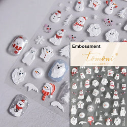 Shiny White Pink Blue Gold Snowflakes Hexagon Water Bubbles Winter 5D Self Adhesive Nail Art Stickers Rhinestone Manicure Decals (ONLINE ORDER ONLY)