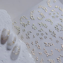 Hot Stamping Silver Rose Gold Tender Leaf Branches Flower Slash Leaves Maple Leaves Ginkgo Plant Flower Nail Art Stickers Decals (ONLINE ORDER ONLY)