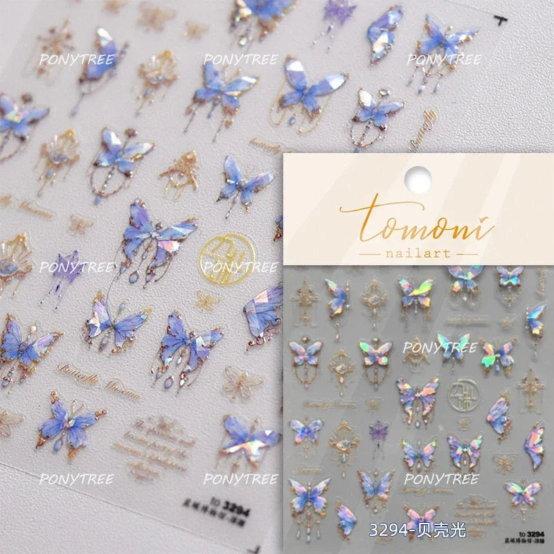 Colorful Geometric Gem Wing Love Heart Bowknot Moon Star Figure Totem Line Retro Self Adhesive Nail Art Stickers Manicure Decals (ONLINE ORDER ONLY)