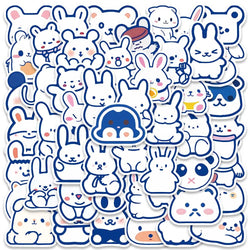50pcs Cute Cartoon Blue Animals Stickers Pack For Luggage Laptop Guitar Skateboard DIY Waterproof Graffiti Bicyle Car Decals (ONLINE ORDER ONLY)