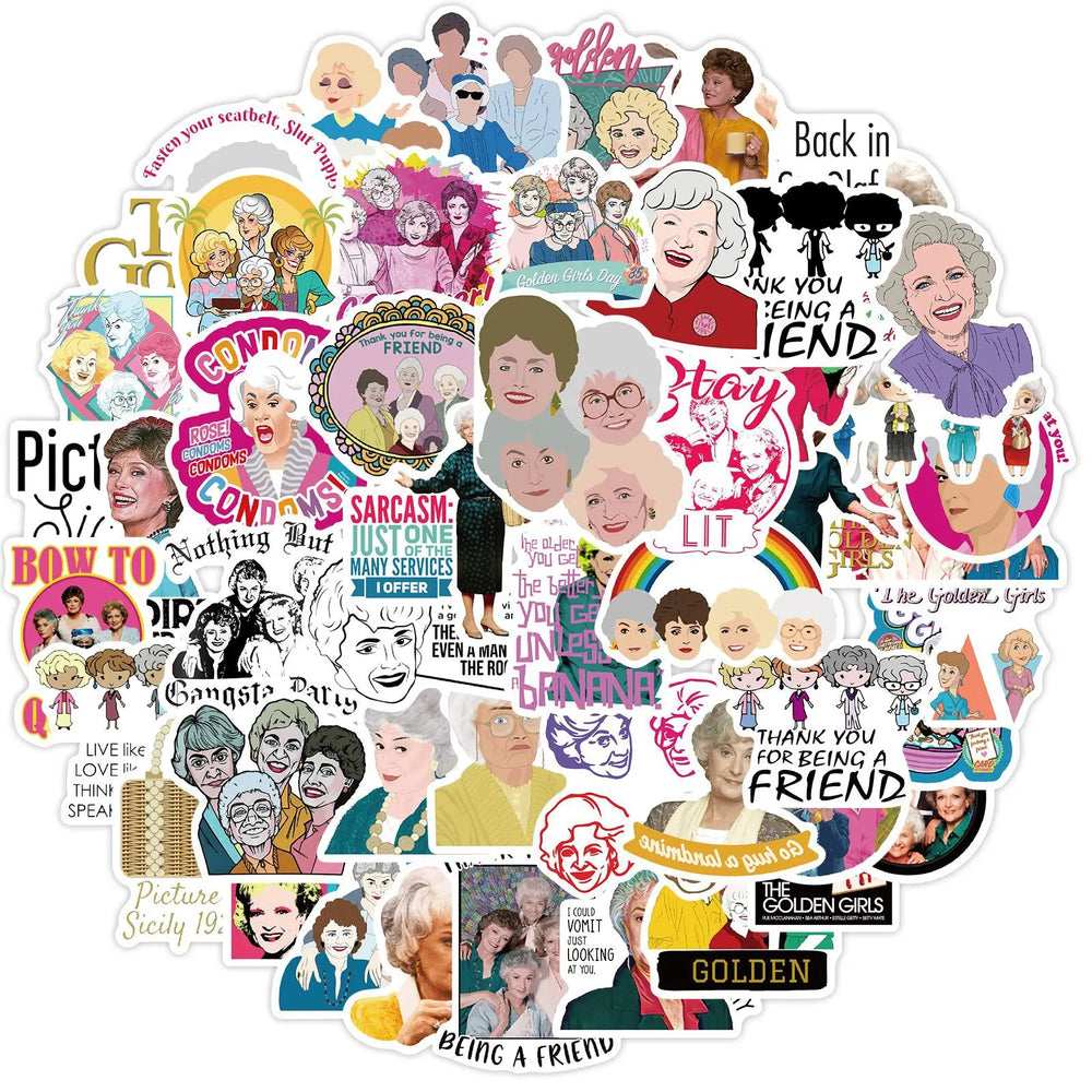 10/50PCS Fashion Stay Golden Girl Stickers Graffiti Waterproof DIY Snowboard Helmet Laptop Car Styling Vinyl Sticker Decal Gift (Online Order Only)