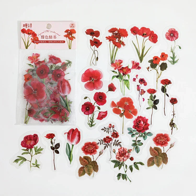 Natural plant collection Green Leaf Decorative PVC Stickers Scrapbooking Label Diary Stationery Album Phone Cup Journal Planner (ONLINE ORDER ONLY)