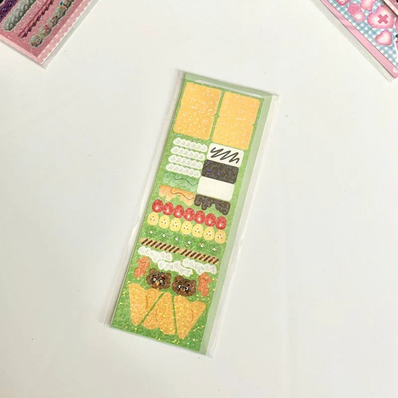 Korean ins Cream Bow Laser Decoration Stickers Diary Hand Account Idol Card DIY Scrapbooking Material Kawaii Stationery Sticker (ONLINE ORDER ONLY)