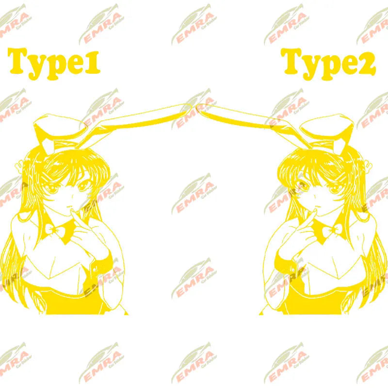 Anime Sticker Rabbit Girl For Car Stickers Decoration Window Door Rear Windshield External Accessories Die Cutting Vinyl Decals (ONLINE ORDER ONLY)