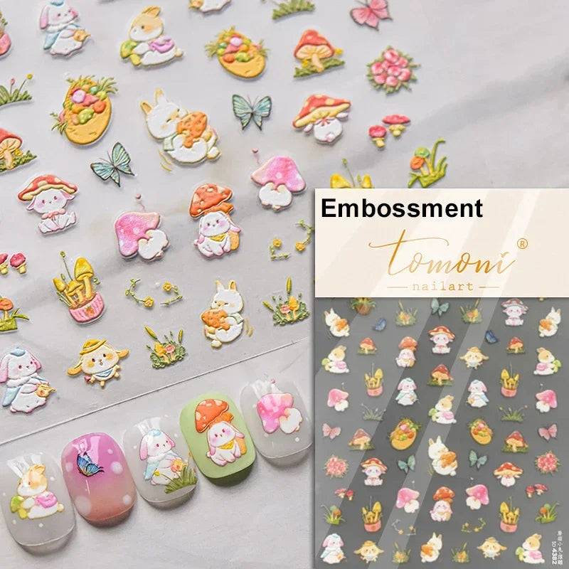 Bowknot Bear Cake Chocolates Food Star Cherry Apple Cook Love Heart Adhesive Nail Art Sticker Rhinestone Reliefs Manicure Decal (ONLINE ORDER ONLY)