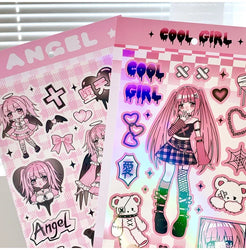 Ins Cute Angel Princess Baseball Girl Sticker Scrapbooking DIY Album Decoration Sticker Aesthetic Personalized Kawaii Stationery (ONLINE ORDER ONLY)