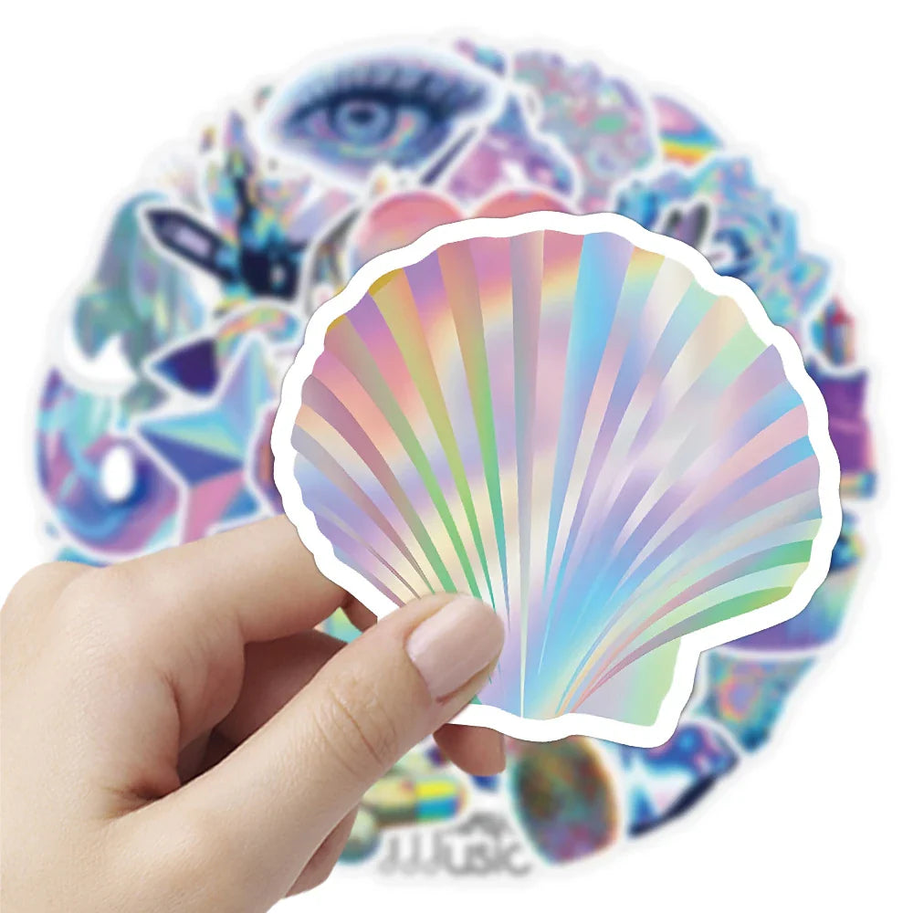 10/30/53pcs VSCO Holographic Laser Cartoon Waterproof Stickers Decoration Stationery Laptop Phone Suitcase Scrapbook Sticker Toy (ONLINE ORDER ONLY)