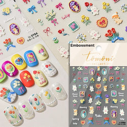 Hot Stamping Colourful Sunflower Starry Night Impressionism Embossment Adhesive Nail Art Sticker Shiny Rhinestone Manicure Decal (Online Order Only)