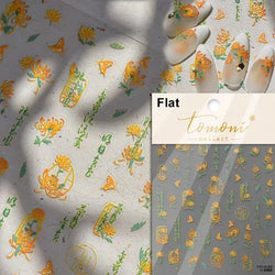 Charming Dreamy Shiny Jelly Blue Gradient Lily Flowers Rose Petal White Dot Chinese Colorful Nail Art Stickers Manicure Decals (ONLINE ORDER ONLY)