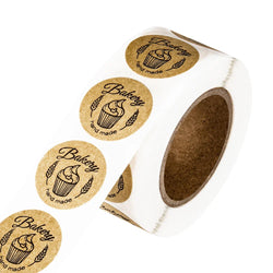 100-500pcs Kraft Paper "bakery"hand Made Stickers Scrapbooking For Cookie Boxes Seal Labels Sticker Cute Stationery Sticker 1in (ONLINE ORDER ONLY)