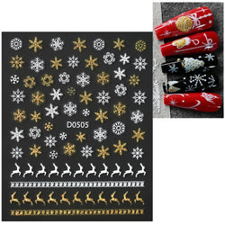1pc Christmas Nail Sticker 3D Gold Glitter Snowflake Elk Penguin Bells Design Adhesive Nail Slider Decals Winter Manicure Decor* (Online Order Only)