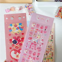 1pc Hot Silver Kawaii Bear Stickers Glitter Scrapbooking Decorative Cute Sticker Korean DIY Diary Album Stick Label Stationery (Online Order Only)