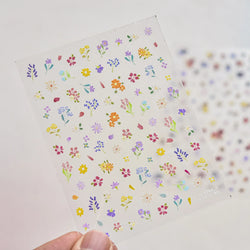 Wild Flower Oil Painting Small Variegated Daisy Peach Blossom Lavender Spring Petal Adhesive Nail Art Stickers Manicure Decals (Online Order Only)