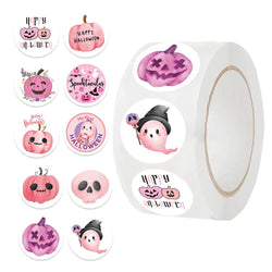 500pcs/roll Pink Halloween Cartoon Graffiti Stickers Phone Guitar Laptop Notebook Suitcase Water Bottles Sticker Gift (Online Order Only)