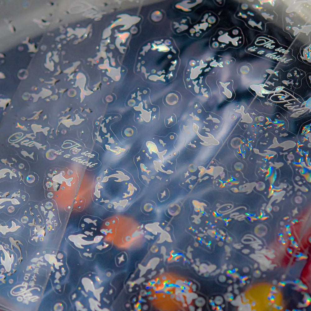 Ocean Elements Starry Sea Shoal of Fish School Water Bubbles Water Bubbles Adhesive Nail Art Decoration Sticker Manicure Decals (Online Order Only)