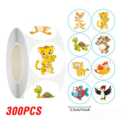 100-500pcs Round Cartoon Animal stickers for kids Teacher Reward Encourage Sticker Office Stationery for Children 1inch (Online Order Only)