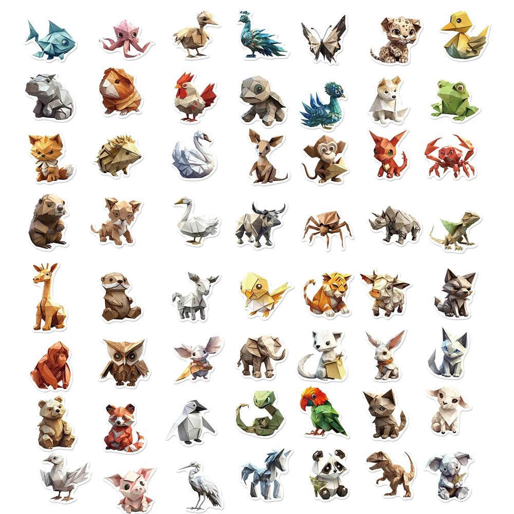 58pcs Origami Aanimal Stickers for Kids Boys Girl Baby Toys Shower Wall Decal For Notebook Water Bottle Luggage Laptop Phone (ONLINE ORDER ONLY)