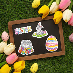 10/30/50/100PCS Cute Easter Egg Rabbit Holographic Laser Cartoon Stickers DIY Phone Notebook Laptop Luggage Fridge Decals Toys (Online Order Only)