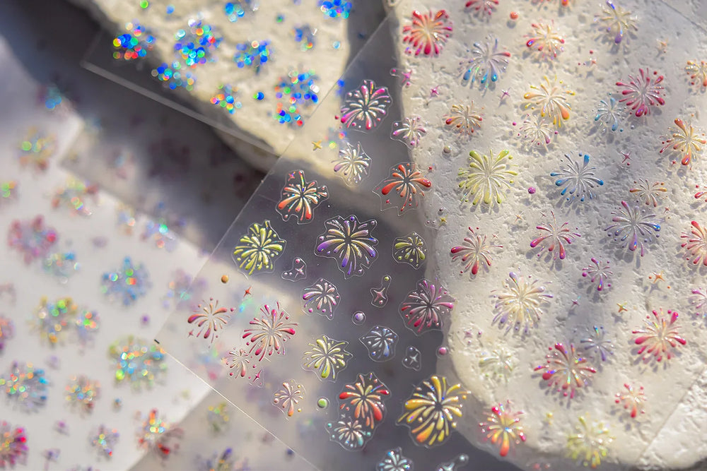 Colorful Fireworks Burst Hot Stamping Process Laser Pink Bright Romantic Self Adhesive Nail Art Stickers Chic Manicure Decals (ONLINE ORDER ONLY)