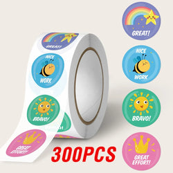 100-500pcs 1inch Good Job Praise Up Cute Stickers Roll Reward Student Label Seal Lable Stationery stickers (Online Order Only)