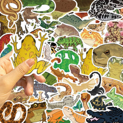 50pcs Funny Cartoon Reptile Stickers For Luggage Laptop Guitar Phone Skateboard Waterproof Graffiti Vinyl Bicycle Car Decals (ONLINE ORDER ONLY)