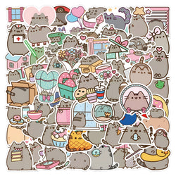 10/30/55/110PCS Cute Pusheen Stickers Cartoon Cat Decals Kawaii Animation Sticker Laptop Phone Guitar Bike Skateboard Kids Toys (Online Order Only)