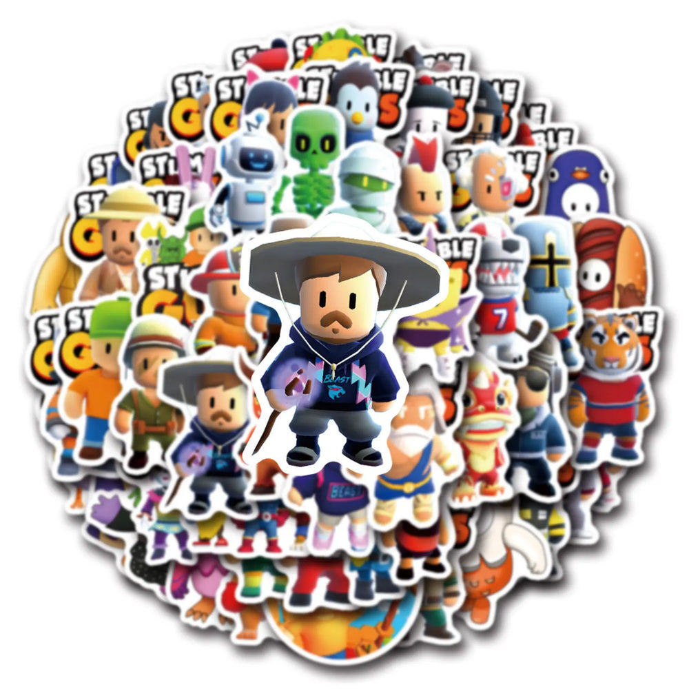 10/30/55PCS Funny Stumble Guy Stickers Cartoon Graffiti Sticker Game DIY Scrapbook Luggage Laptop Car Bike Skateboard Kids Toy (ONLINE ORDER ONLY)