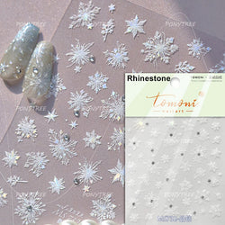 Snowflake Butterfly Rhinestone Shiny Totem Self Adhesive Nail Art Stickers Romantic Charm Chic Rose Flower Pearl Manicure Decals (ONLINE ORDER ONLY)