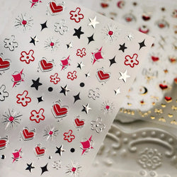 Red Sexy Love Heart Flower Hot Stamping Wing Star Moon Bowknot Sun Punk Adhesive Nail Art Decorations Stickers Manicure Decals (ONLINE ORDER ONLY)