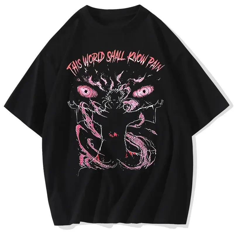 Pain Printed T Shirt Anime Retro Washed Cotton Tee (ONLINE ORDER ONLY)