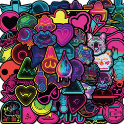 Cartoon Neon Light Stickers for Skateboard, Laptop, Motorcycle - 10/30/60pcs (Online Order Only)