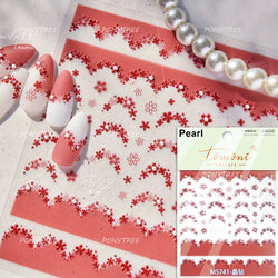 Wet Garden White Flower Leaves Elegant Beautiful Petal Delicate 5D 3D Charming Spring Adhesive Nail Art Stickers Manicure Decals (ONLINE ORDER ONLY)