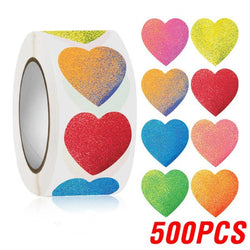 100-500pcs Color Valentine's Day Heart Sticker 1inch Birthday Party Gift Packaging Seal Sticker Baking Label (Online Order Only)