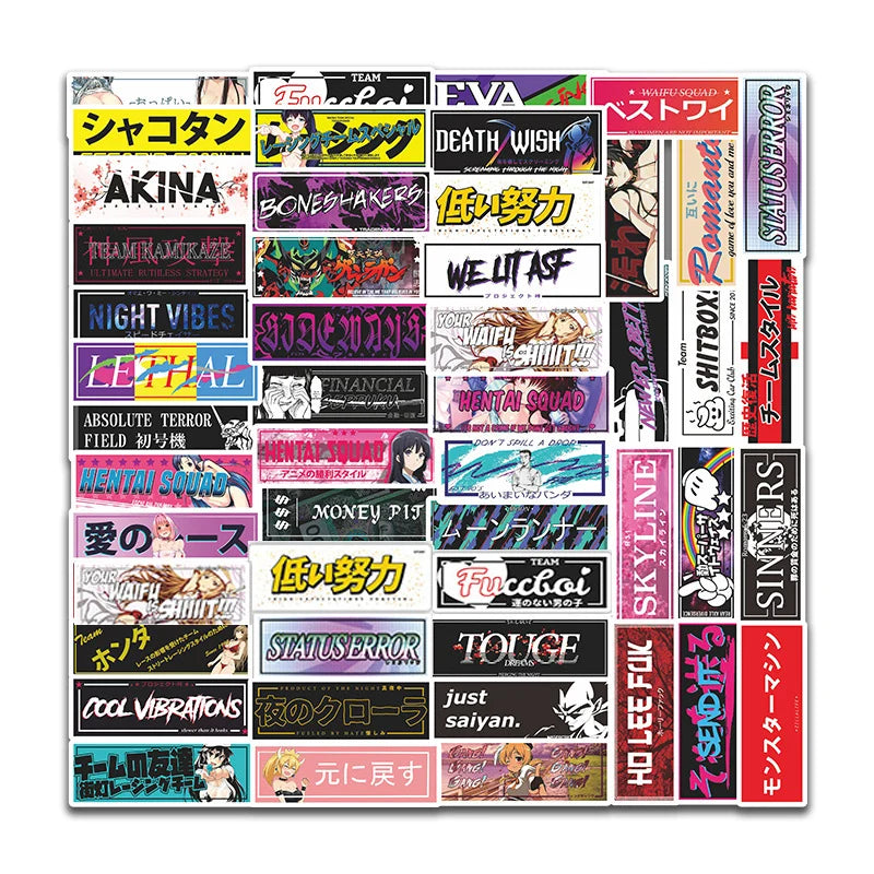 10/30/50PCS Japan JDM Racing Car Anime Graffiti Stickers for Laptop Motorcycle Car Bike Skateboard Luggage Waterproof Decal Toys (Online Order Only)