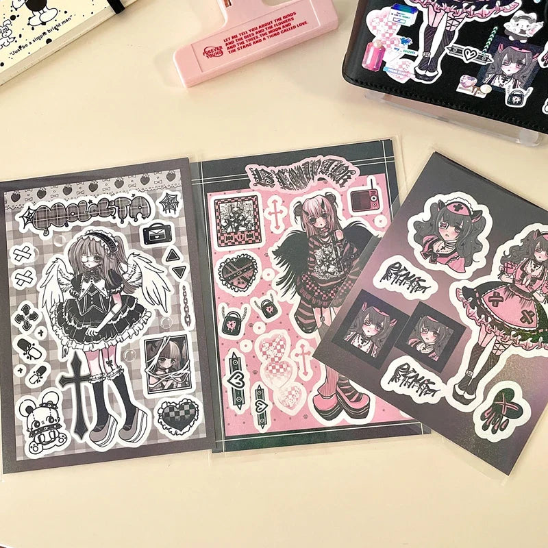 Korean Cute Maid Devil Angel Girl Stickers Scrapbooking DIY Album Decoration Sticker Aesthetic Personalized Kawaii Stationery (ONLINE ORDER ONLY)