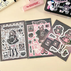 Korean Cute Maid Devil Angel Girl Stickers Scrapbooking DIY Album Decoration Sticker Aesthetic Personalized Kawaii Stationery (ONLINE ORDER ONLY)